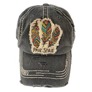 Vtg KBETHOS Women Free‎ Spirit Hat One Size Gray Feathers Casual Travel